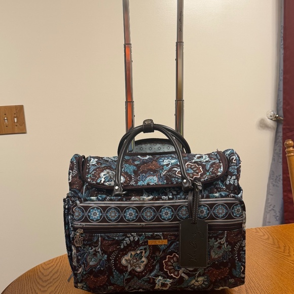 Vera Bradley Retired Java Blue Rolling Luggage Suitcase - Picture 2 of 11